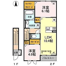 コンフォール西小鷹野 2LDKの間取図画像