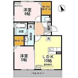 リヴェールB 2LDKの間取図画像