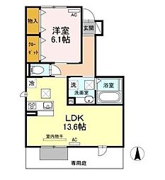 フォーエバー 1LDKの間取図画像
