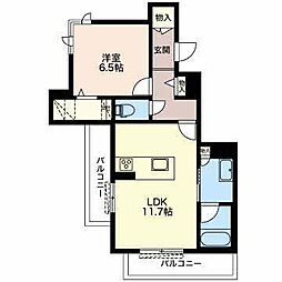 ロータスプランシェ向山 1LDKの間取図画像