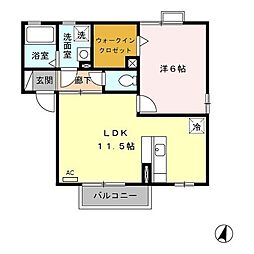 ローズコート西山B 1LDKの間取図画像