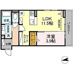 D-square湊町 1LDKの間取図画像