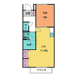 サープラス2パークサイドブルー 1LDKの間取図画像