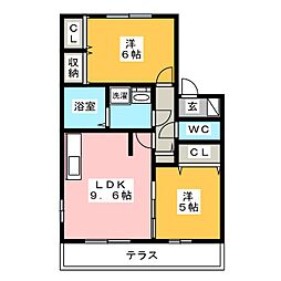 アルカンシエル 2LDKの間取図画像