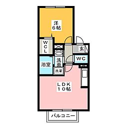 ラ・テールB 1LDKの間取図画像