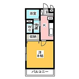 ヴィレッジタカミドー 1Kの間取図画像