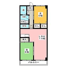 メゾン真和 2LDKの間取図画像