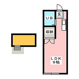 リヴェール観音寺 ワンルームの間取図画像