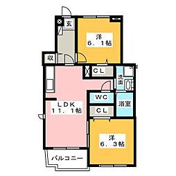 メゾンセドレ 2LDKの間取図画像