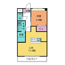 シャンビラージュ2 1LDKの間取図画像