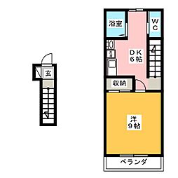アリビオ 1DKの間取図画像