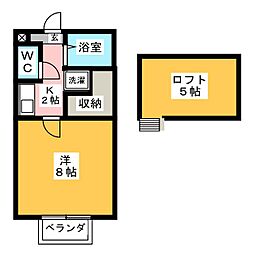コーポラスアベニュー 1Kの間取図画像