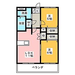 アメニティーコーポM 2LDKの間取図画像
