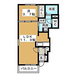 プロムナード 1LDKの間取図画像