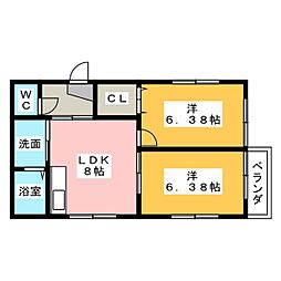 メゾン橋本2 2DKの間取図画像