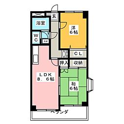 メゾン・ド・ピアドール 2LDKの間取図画像