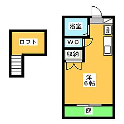 サニースマイル三ツ井 ワンルームの間取図画像