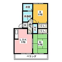 ピースフルゆう2 2LDKの間取図画像