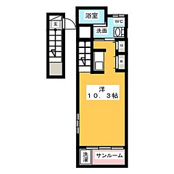 アビタシオン柳戸東 ワンルームの間取図画像