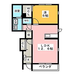 プラシード・KB 1LDKの間取図画像