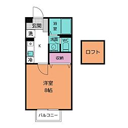 ヴィレッジタカミドー 1Kの間取図画像