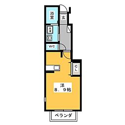セレーノデーアA ワンルームの間取図画像