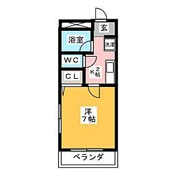 フォレストタウン 1階1Kの間取り