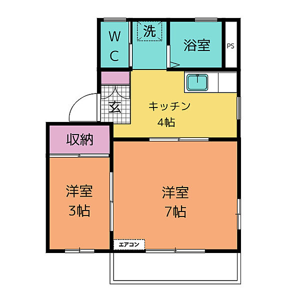 サンハイツ細井 ｜愛知県岡崎市大和町字牧内(賃貸マンション2K・1階・29.83㎡)の写真 その2