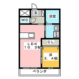 ラ・ペジブル 1LDKの間取図画像