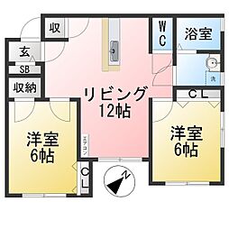 リトルランド 2LDKの間取図画像