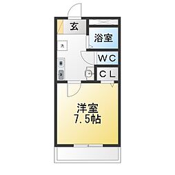 ハピネス天白 1Kの間取図画像