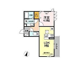 メルベーユ 1DKの間取図画像