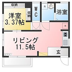 メゾン・ド・ボヌール 1LDKの間取図画像