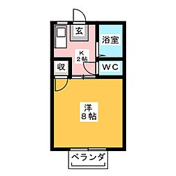 コスモハイツシックス 1Kの間取図画像