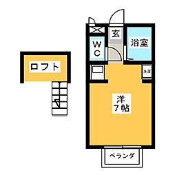 ダンヒルイレブン赤渋A ワンルームの間取図画像