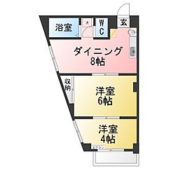 WingCourt岡崎駅 2DKの間取図画像