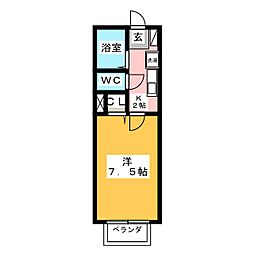 メープル若松 1Kの間取図画像