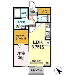グランテラス高力B 1LDKの間取図画像