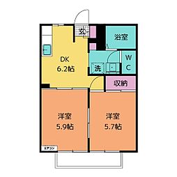 サンスコーレA 2DKの間取図画像