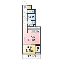 新築セジュール六名本町 1LDKの間取図画像