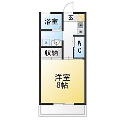 竜美東スカイヒルズ8 1Kの間取図画像