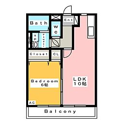 フォーリーブス 1LDKの間取図画像