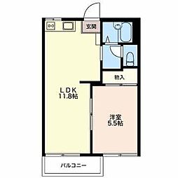 フォレストタウンA 1LDKの間取図画像
