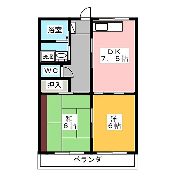 ウイングコート中藤　Ｃ ｜愛知県豊橋市神野新田町字ハノ割(賃貸アパート2DK・2階・51.23㎡)の写真 その2