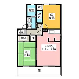 ローズガーデン清須　Ａ棟 1階2LDKの間取り