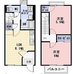 ハートブランシェB 2LDKの間取図画像