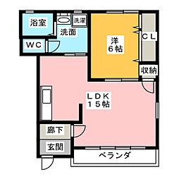 キャプリコーンエスA 1LDKの間取図画像