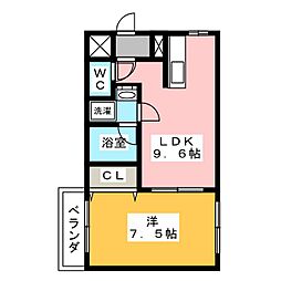パラッツォＪ＆I21 2階1LDKの間取り