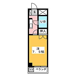 ＳＵＮ ＰＡＲＫ ＴＯＭＩＭＯＴＯ 3階1Kの間取り