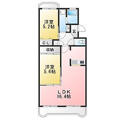 ベルセゾン2 2LDKの間取図画像